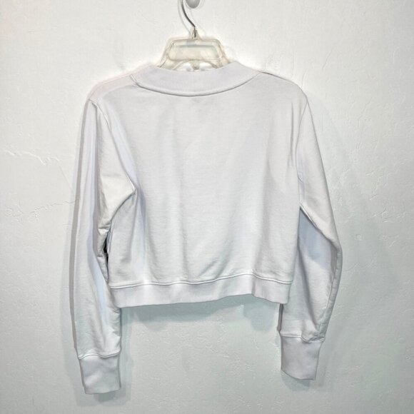 NWT Just Cavalli White cropped Crew-Neck sweatshirt Side Arm Logo Size M sweater - Picture 7 of 14